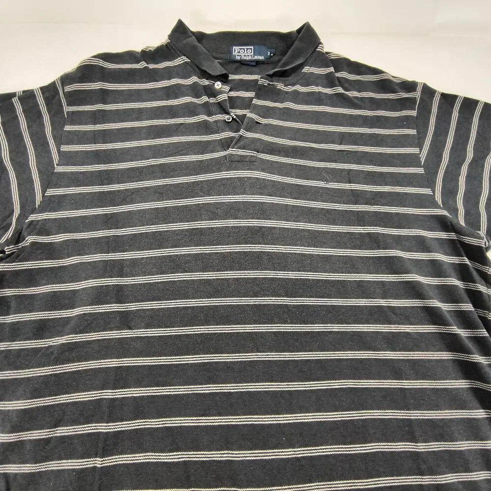 Polo by Ralph Lauren Short Sleeve Collared Polo Shirt Mens Size 2XL Gray White